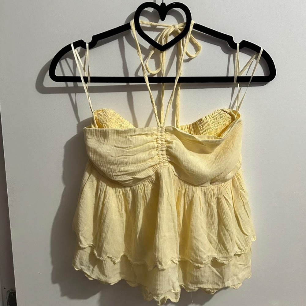 Hollister Babydoll Tank Top Butter Yellow Size Small EUC